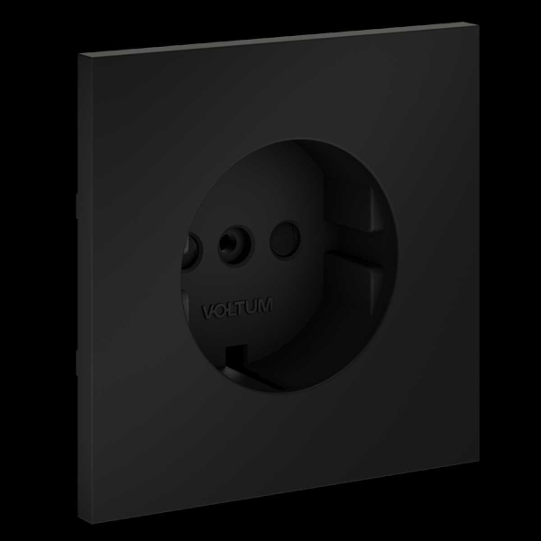 Накладка для розетки с заземлением и защитными шторками S70 (черный матовый) Voltum VLS000708