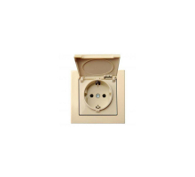 Розетка 2P+E Liregus Epsilon с крышкой шторками бежевый 28-0662