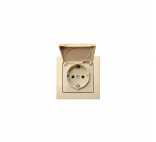 Розетка 2P+E Liregus Epsilon с крышкой шторками бежевый 28-0662