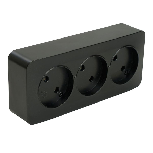 Розетка тройная 2P Stekker София черный матовый MST10-13-05 49500