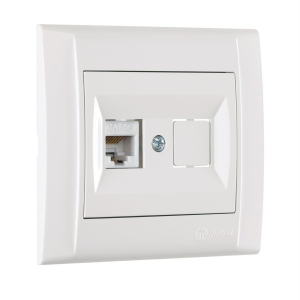 Розетка Makel компютерная CAT5 + гнездо СП Defne IP20 бел. 42001035