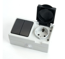 Блок розетка-выключатель Stekker серый-графит PST16-11-54/10-121-54 32761