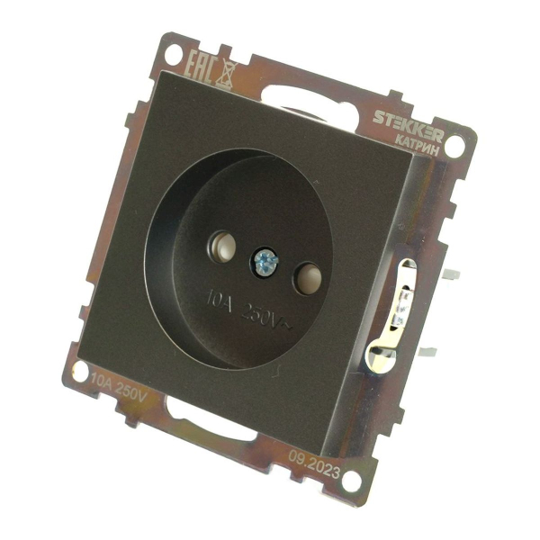 Розетка 2P Stekker Катрин со шторками графит GLS10-7109-06 49420