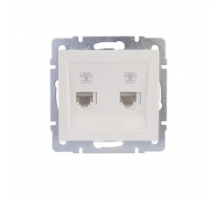 Розетка 2-ая телефонная евро Lezard Rain белая 703-0288-138