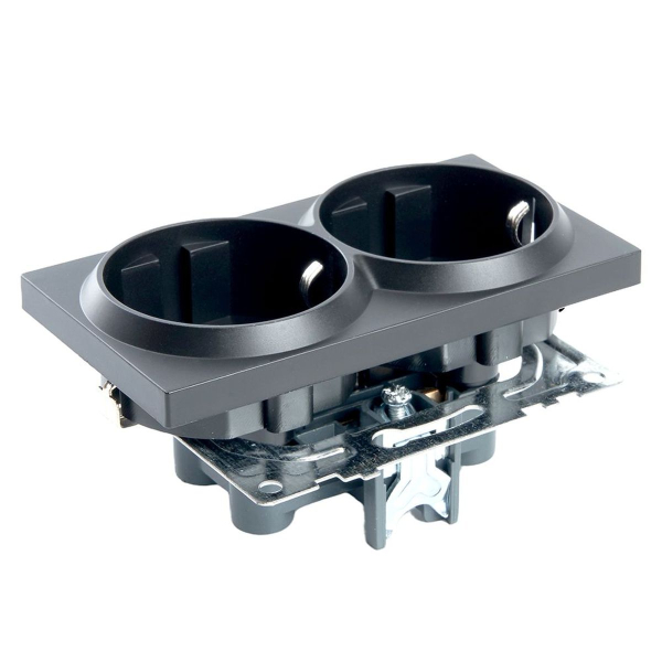 Розетка 2-местная Stekker Катрин GLS16-7114-05 черный 39612