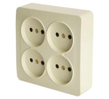 Розетка четырехместная 2P Stekker слоновая кость белый MST10-14S-04 49507