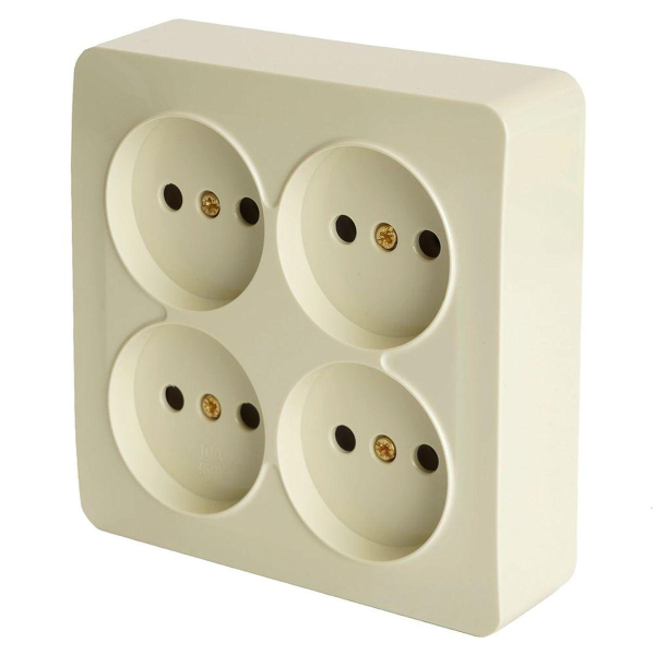 Розетка четырехместная 2P Stekker слоновая кость белый MST10-14S-04 49507