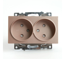 Розетка двойная 2P Stekker Катрин со шторками шампань GLS10-7113-02 39597