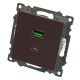 Розетка 2-местная USB + type C, STEKKER GLS10-7116-04, 250В, 3А, max 20W,серия Катрин, шоколад 50057