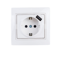 Розетка с зазем. + USB-разъём Lezard Mira белая 701-0202-181