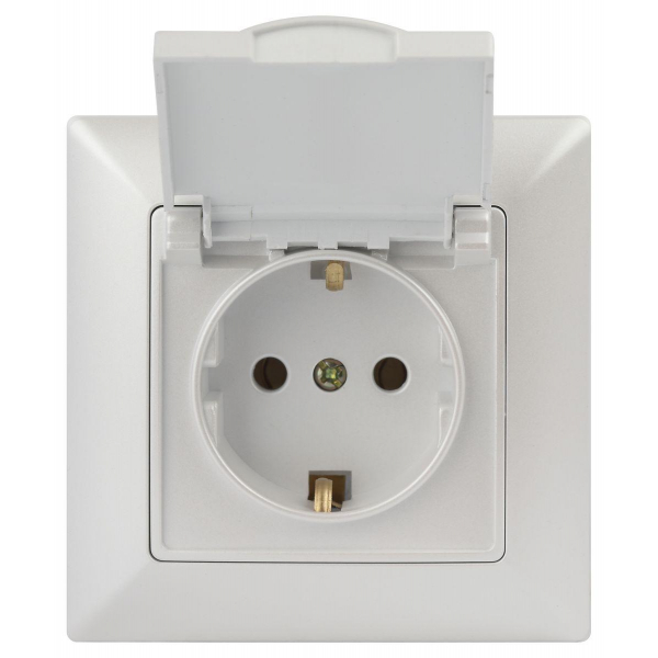 Розетка ЭРА Intro Solo Schuko 2P+E 16A 250V с крышкой перламутровый 4-203-06 Б0053662 Розетка ЭРА Intro Solo Schuko 2P+E 16A 250V с крышкой перламутровый 4-203-06 Б0053662