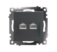 Розетка компьютерная 2-местная RJ-45 (механизм) Stekker GLS00-7109-06 Катрин, графит 50008