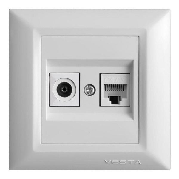 Розетка TV/LAN Vesta-Electric Roma белый FRZTV010102BEL Розетка TV/LAN Vesta-Electric Roma белый FRZTV010102BEL