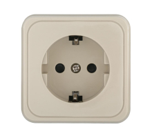 Розетка LK Studio открытой установки с заземляющими контактами и защитными шторками (бежевый) 813201