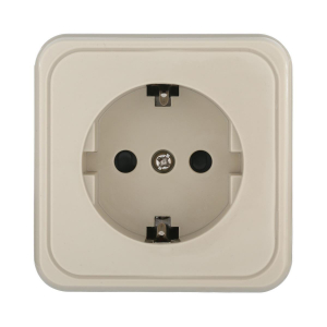 Розетка LK Studio открытой установки с заземляющими контактами и защитными шторками (бежевый) 813201