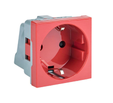 Розетка 45х45 с заземлением, 90 градусов, красная EKF E2MR16-028-70