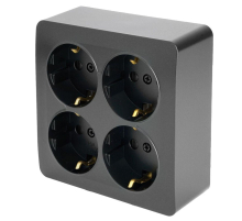 Розетка 4-местная 2P+PE Stekker София черный матовый MST16-14S-05 49510