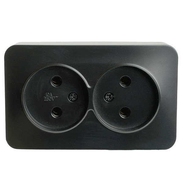 Розетка двойная 2P Stekker София черный матовый MST10-12-05 49496