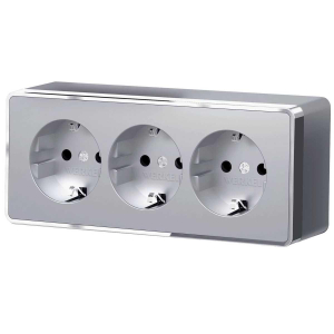 Розетка тройная с заземлением и шторками Werkel Gallant серебряный W5073106 4690389167195