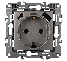 Розетка ЭРА Серия 12 12-4108-16 2P+E 16A-250В со шторками с USB type-A+C 5В-3А титан Б0067762