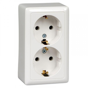 Розетка двойная 2К+З Systeme Electric Хит 16A 250V белая RA16-238-B