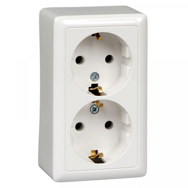 Розетка двойная 2К+З Systeme Electric Хит 16A 250V белая RA16-238-B
