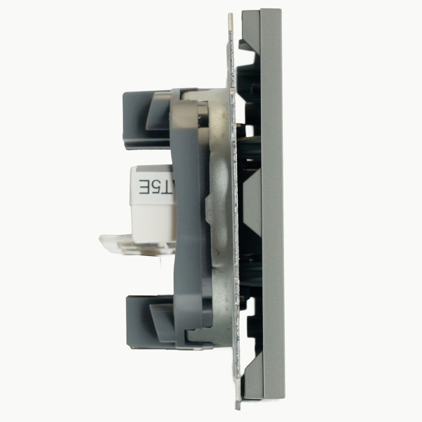 Розетка компьютерная 2-местная RJ-45 (механизм), STEKKER, серия Эмили, RST00-5111-10, платиново-серый, soft touch 49952