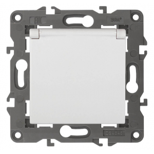 Розетка ЭРА Elegance 2P E Schuko со шторками с крышкой 16A 250V 14-2103-01 Б0034278