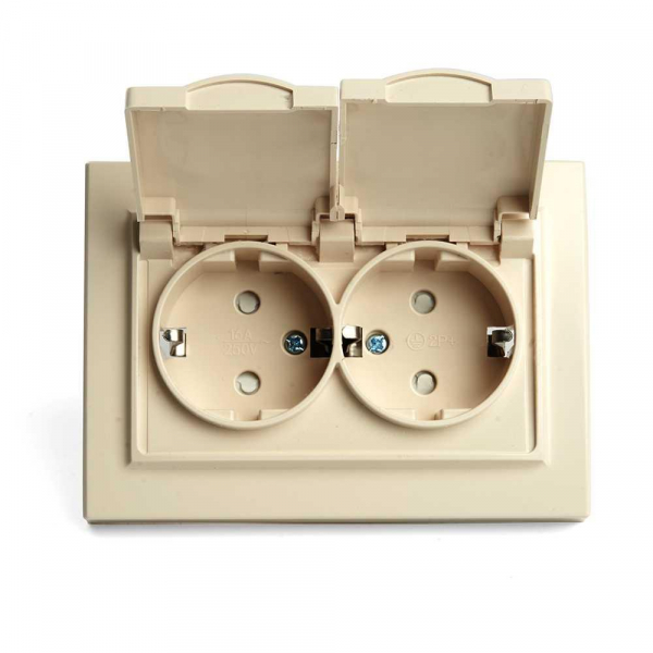 Розетка 2-местная 2P+PE Stekker Эрна с крышкой слоновая кость PST16-9015-02 49137 Розетка 2-местная 2P+PE Stekker Эрна с крышкой слоновая кость PST16-9015-02 49137