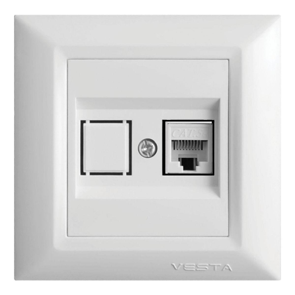 Розетка LAN Vesta-Electric Roma белый FRZCW010101BEL Розетка LAN Vesta-Electric Roma белый FRZCW010101BEL
