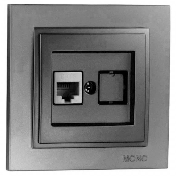 Розетка компьютерная Mono Electric Despina антрацит 102-242405-125 Розетка компьютерная Mono Electric Despina антрацит 102-242405-125