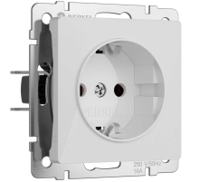 Розетка Werkel с заземлением и шторками белый акрил W1171141 4690389197321