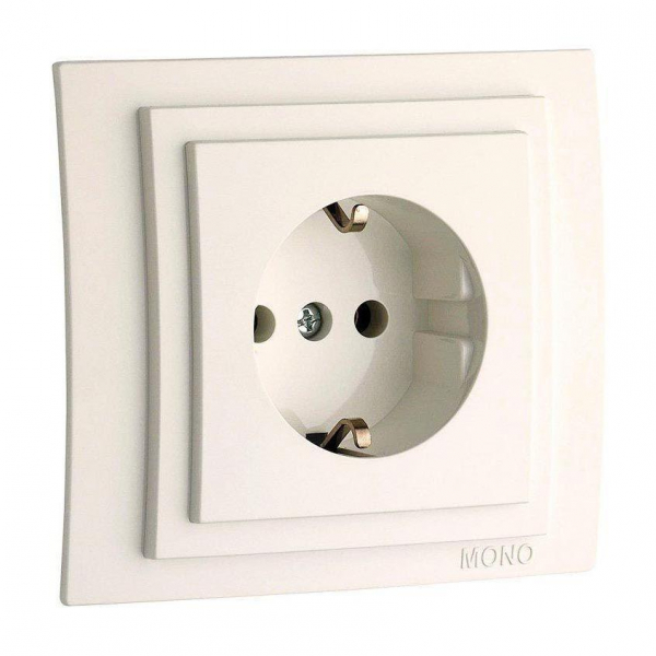 Розетка 2К+З Mono Electric Larissa 16A 250V винтовое подключение слоновая кость 103-010121-117 Розетка 2К+З Mono Electric Larissa 16A 250V винтовое подключение слоновая кость 103-010121-117