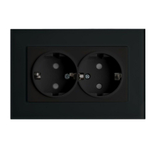 Розетка двойная 2P+PE Stekker Эрна со шторками черный PST16-9014-03 39482
