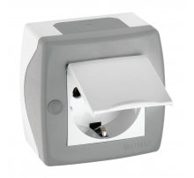 Розетка 2К+З Mono Electric Octans IP20 16A 250V с крышкой винтовое подключение бело-серый 104-020007-118