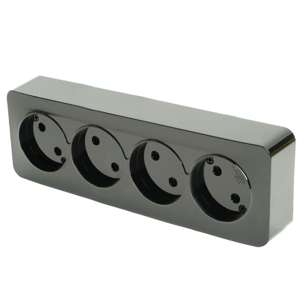 Розетка четырехместная 2P Stekker София черный матовый MST10-14-05 49504