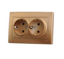 Розетка 2-ая с зазем. Lezard Mira золото 701-1313-127