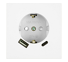 Розетка 1-местная з/ш с/з 16А + USB + Type C (механизм) Stekker 250В 20W Мия RST16-3119-01 белая магнолия 50438