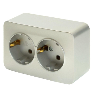 Розетка двойная 2P+PE Stekker София серебро MST16-12-03 49328