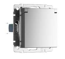 Розетка влагозащишенная с заземлением с защитной крышкой и шторками Werkel серебряный матовый W1171265 4690389213199