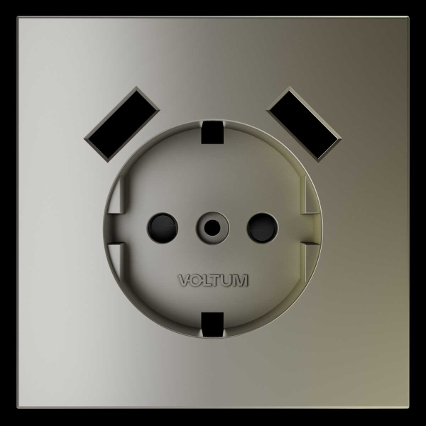 Накладка для розетки с заземлением и защитными шторками с USB A+A S70 (шелк) Voltum VLS000904