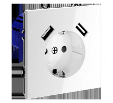 Розетка встраиваемая Voltum S70 с заземлением и защитными шторками, 16А, с USB, A+A, (белый глянцевы VLS040401