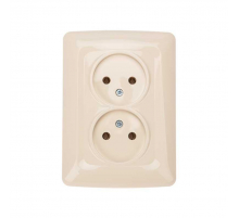 DEA Розетка 2-ая керамика б/з с/у 10А Беж KRANZ KR-78-0249
