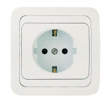 Розетка Makel 1-м СП Mimoza с заземл. бел/бел. 12008