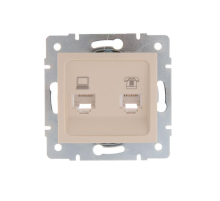 Розетка 2-ая комп. + тел. Lezard Karina кремовая 707-0388-143