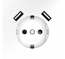 Розетка встраиваемая Voltum S70 с заземлением и защитными шторками, 16А, с USB, A+A, (белый матовый) VLS040402