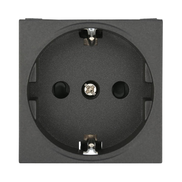 Розетка LK Studio с з/к, со шторками глянцевая поверхность (черный бархат) LK45 851108