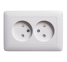 Розетка двойная 2К Systeme Electric Хит 16A 250V со шторками белая RS16-230-B