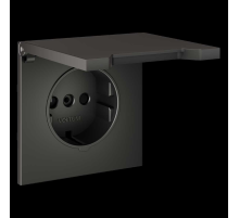 Накладка для розетки с заземлением защитными шторками и крышкой S70 (титан) Voltum VLS000806