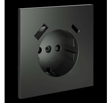 Накладка для розетки с заземлением и защитными шторками с USB A+C S70 (титан) Voltum VLS001006